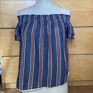 Off the shoulder stripped blouse
